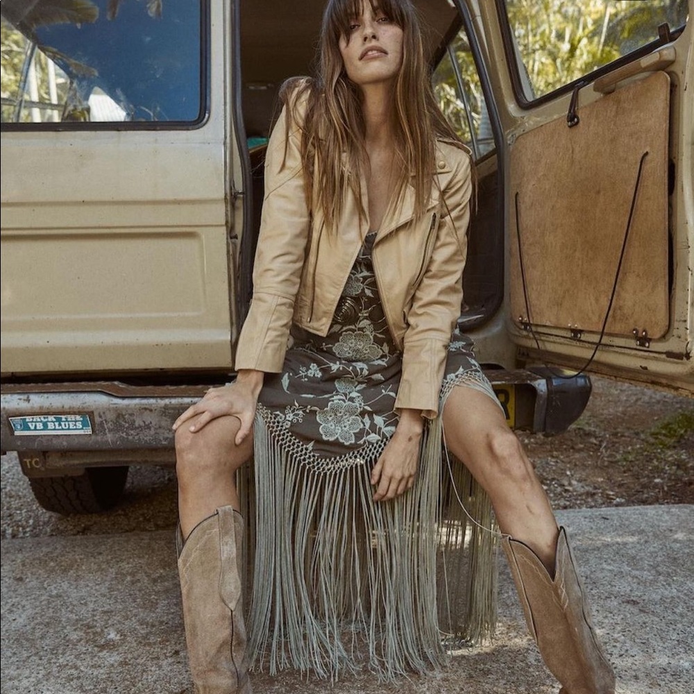DO NOT BUY - FOR SUZI Chasing Unicorns Say You Love Me Fringe Dress - L - NWT